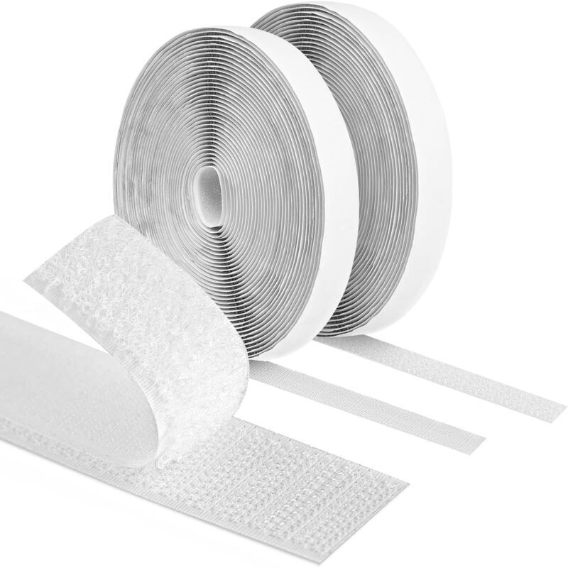 10 m x 20 mm starkes Klettband für den Haushalt, doppelseitig kratzfest, für Haushalt, Heimwerken, Bastelarbeiten und Bilderrahmenmontage
