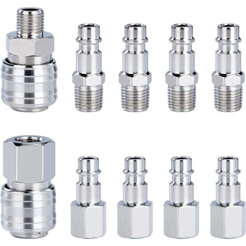 10 PCS Raccords de compresseur 1/4'BSP Raccord Rapide Pneumatique Européen Coupleur pneumatique d'air kit compresseur accessoire d'air tuyau air