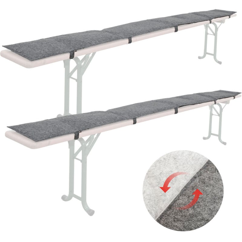 Dunedesign - 2x filz Bierbank Auflage zum Wenden 220x25 x2 cm Polster Bierzeltgarnitur Auflage