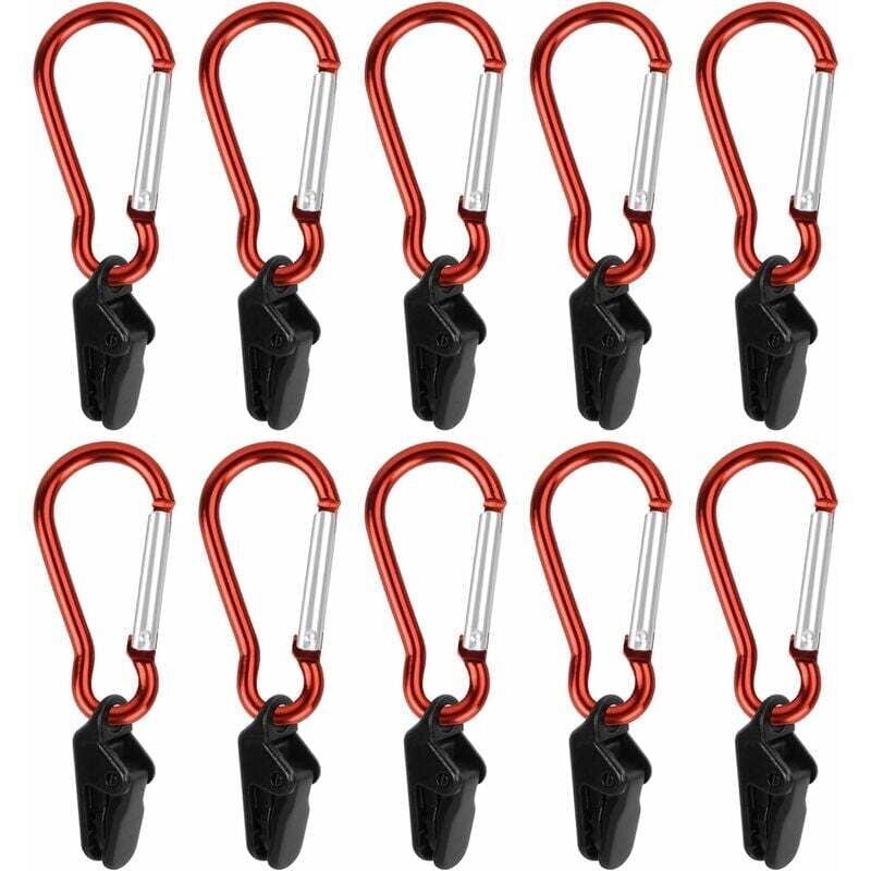 Ahlsen - 10 Sets Planen-Clip mit Karabiner, Zelt-Clip, Markisen, winddichter Clip, Zelt-Verschluss-Clips, Planen-Clip, robuste Zelt-Klemme für