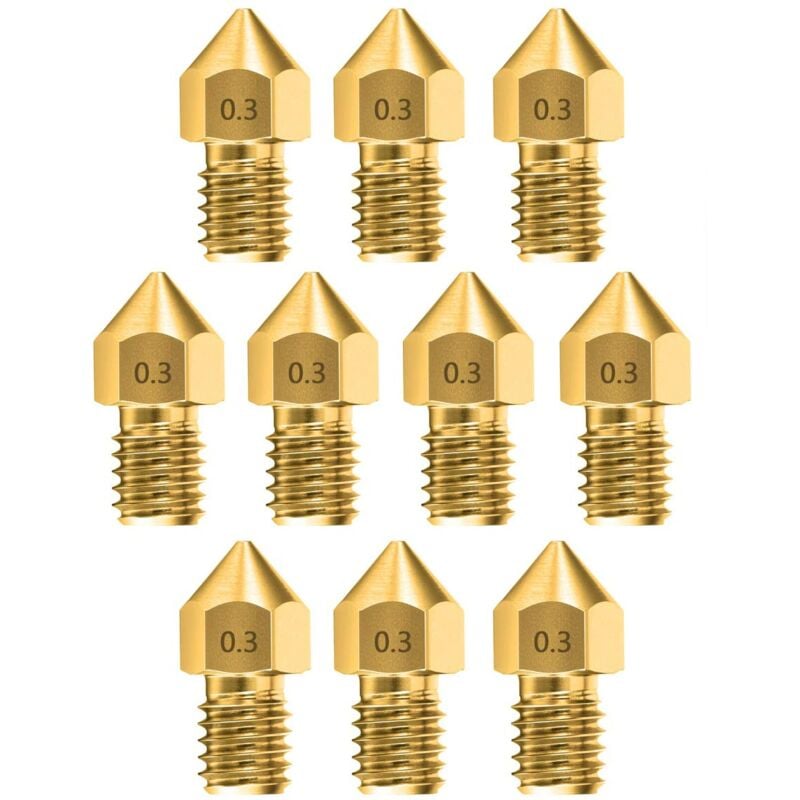 10 Stück 0,3 mm Extruder-3D-Druckerdüsen-Druckkopf für Makerbot Creality CR-10 Ender 3 und Ender 5