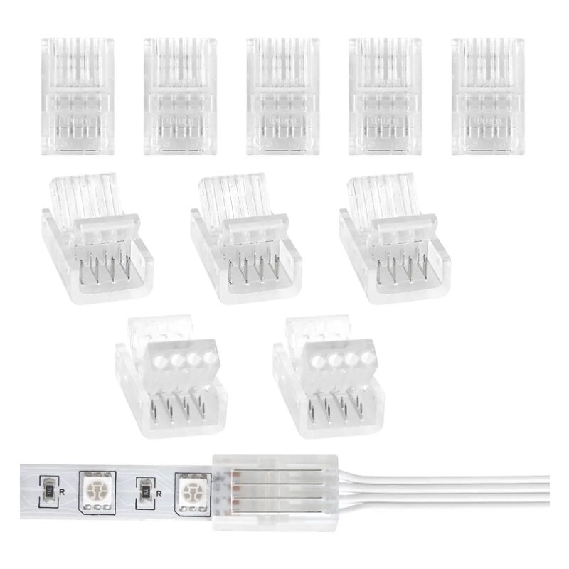 Memkey - 10 Stück 10 mm 4-polige LED-Stecker für LED-Streifen für 10 mm RGB-LED-Streifen 5050 3528 (Verbindung von LED-Streifen und Kabeln)
