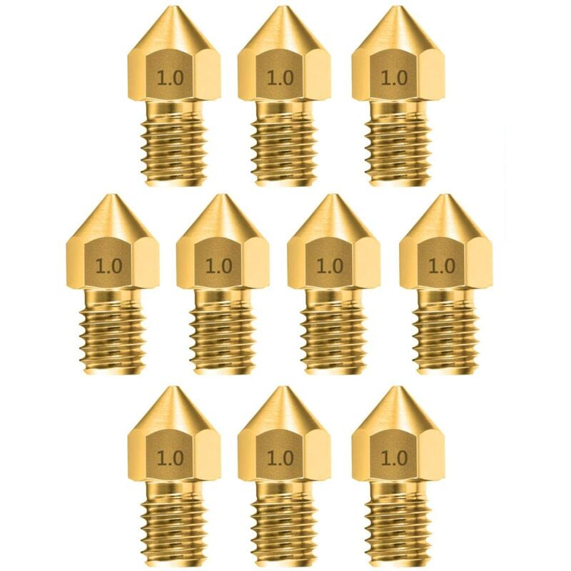 10 Stück 1,0 mm Extruder 3D-Druckerdüsen-Druckkopf für Makerbot Creality Cr-10 Ender 3 und Ender 5