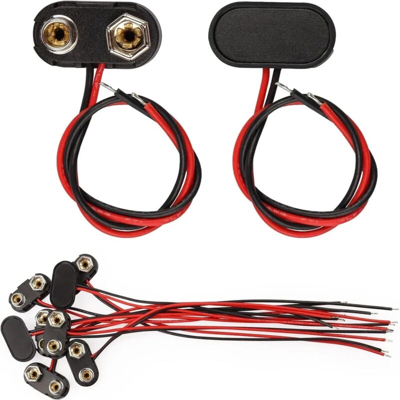 10 Stück 9V Batterie Clip T Typ 9V Volt Batterie Anschluss für Batterien Clip Batterie mit Lenkrad kabeln 150 mm