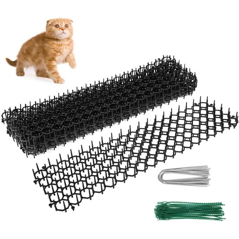 Ulisem - 10 Stück Anti-Katzen-Matte mit Stacheln, 49 cm, Abwehrmatte mit Dornengitter, Spikes, Anti-Hunde-Matte für Haus, Garten, Zaun, drinnen und