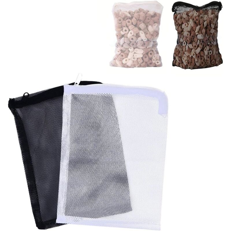 10 Stück Aquariumfilter, Polyestergewebe mit Kordel, für Aquarium und Schwimmbad, 14 x 20 cm (Weiß und Schwarz)