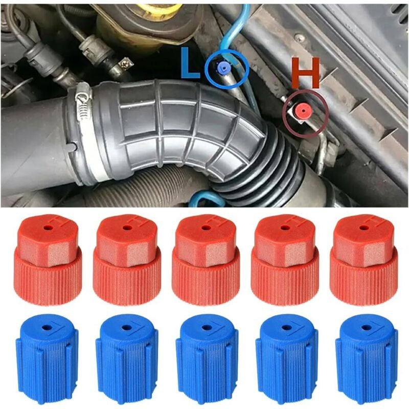 10 Stück Auto-Klimaanlagenkappen, Hoch- und Niederdruck-Ventilkern für Auto-Klimaanlagen, universelle Ladeanschlusskappe für Klimaanlagen, universell