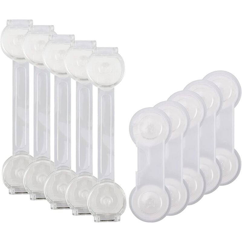 Csparkv - 10 Stück Baby Sicherheitstürschloss Schublade Schrank Riegel/Kühlschrank Schrank Home Schutz, Transparent