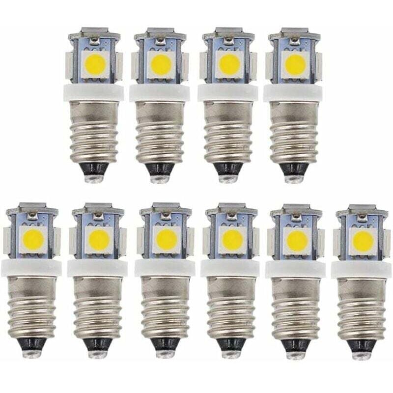 SNQ - 10 Stück E10 12 v Kaltweiß-LED-Lampen, 5 smd, 0,5 w, 50 lm, Lampen (Kaltweiß)