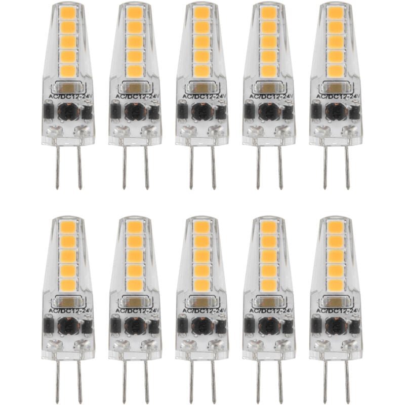 Eosnow - 10 Stück G4 LED-Leuchtmittel, 2 w, Bi-Pin-Sockel, dimmbare Leuchtmittel für Kronleuchter, Deckenleuchte, Tischlampe, Warmwei 3000 k, ac