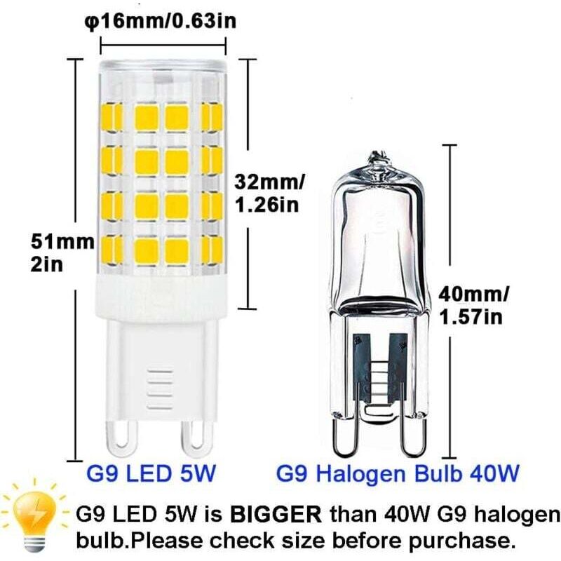 10 Stück G9 LED-Lampen, 5 W, warmweiß, kaltweiß, energiesparende LED-Lampen, Halogen-Ersatzlampe, AC 220 V, nicht dimmbar
