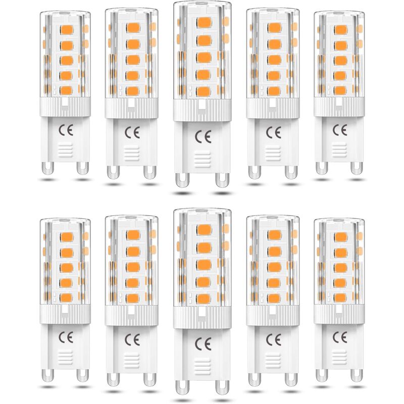 Ersandy - 10 Stück G9-LED-Leuchtmittel, nicht dimmbar, 5 w, warmweiß, 3000 k, G9-LED-Leuchtmittel, Halogen-Äquivalent, 50 w, AC110/220 v