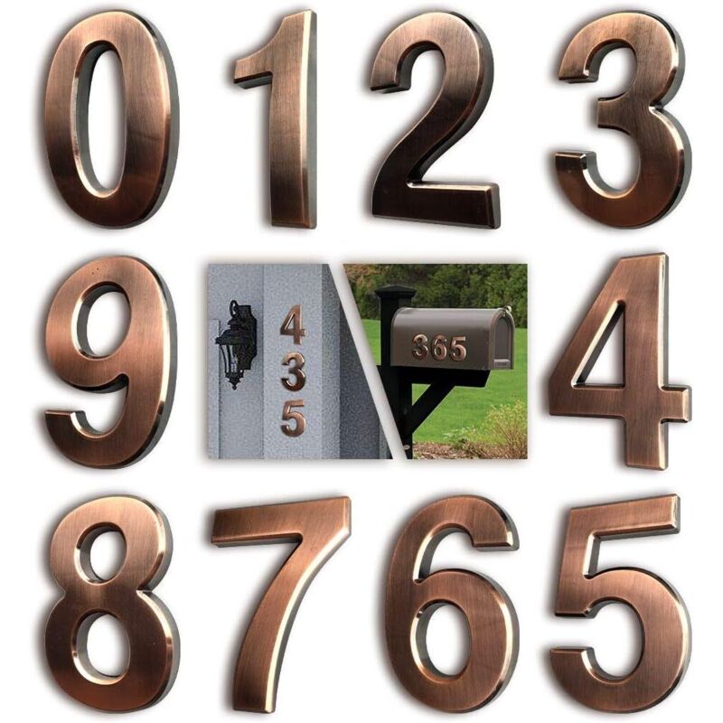 Rnemitery - 10 Stück Hausnummernschild, Briefkastennummern, selbstklebende Türnummern 0–9, Adressnummern, Hausnummernschild für Tür, Haus, Wohnung,