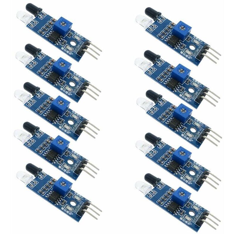 10 Stück Infrarot-Hindernisvermeidungssensormodule für Arduino Smart Car Roboter, 3-Draht-Reflexions-Fotoelektrischer Sensor für Arduino Smart Car