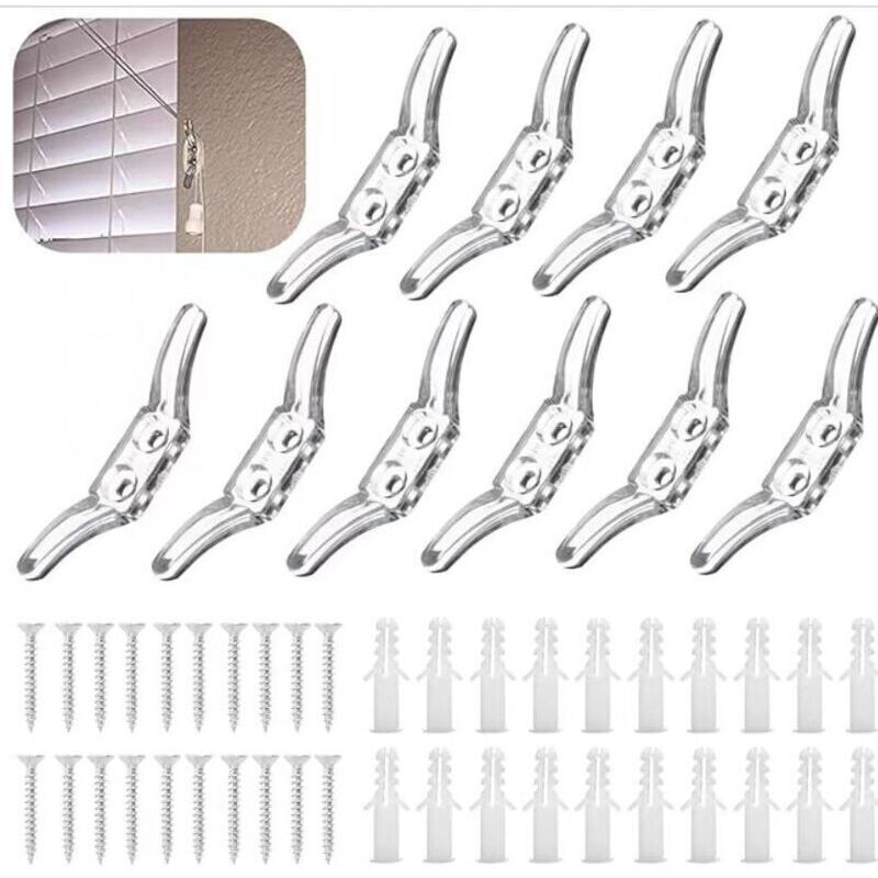 10 Stück Kordelklemmen für Jalousien, Vorhänge und Sonnenschutz, transparente Kordelaufwickler aus Kunststoff mit Schrauben