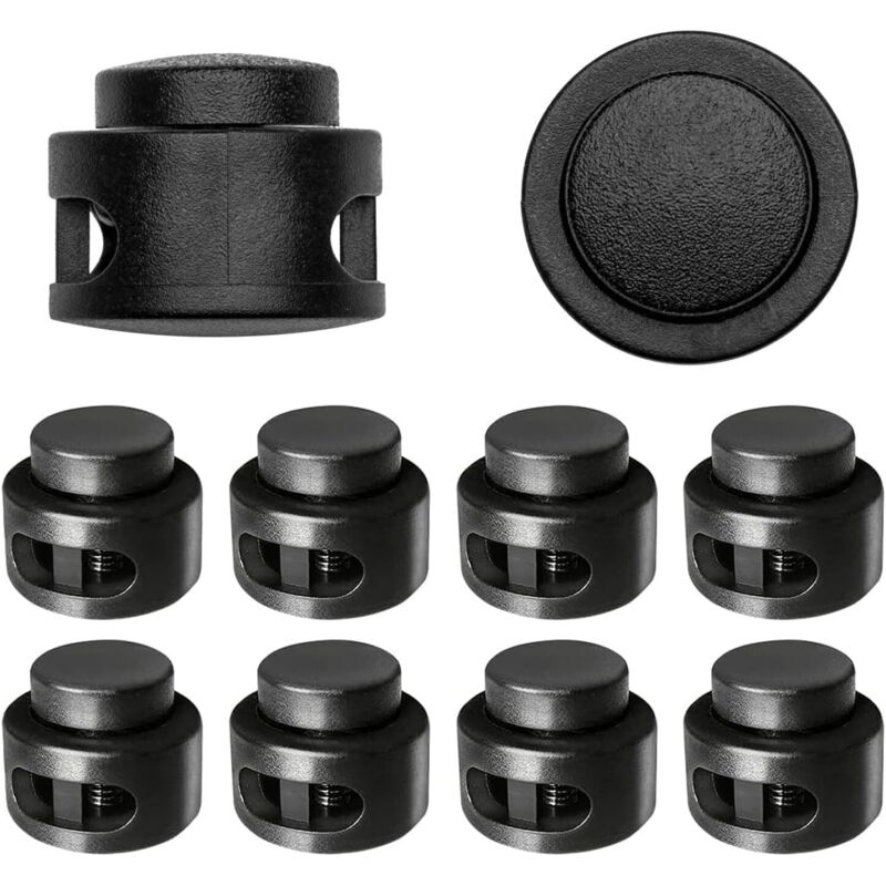 Bluedeer - 10 Stück Kordelstopper 2 Loch, Kordelklemme für bis ø 5 mm Kordelzug-Taschen, Kleidung, Rucksäcke, Gummikordel Stopper,