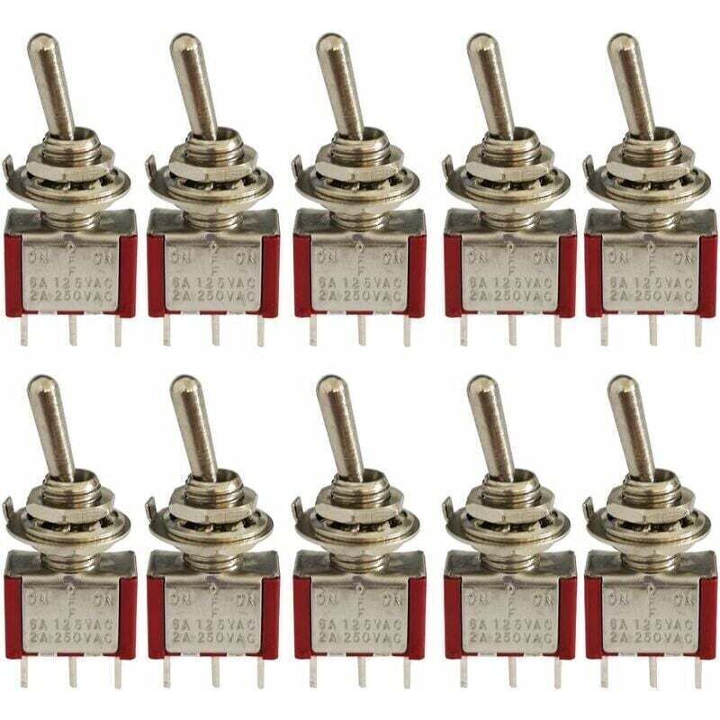10 Stück Mini-Wippschalter, AC 125V 6A / 250V 2A 3-polig SPDT EIN-AUS-EIN 3-poliger 3-Positionen SPDT selbstverriegelnder Wippschalter für Autoteile