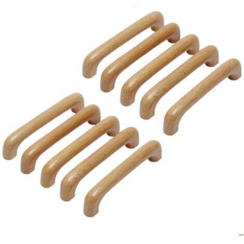 10 Stück Möbelgriffe Holz, Griff Küche Schranktüren Griff, Lochabstand 128mm, für Küchenmöbel und Schubladen