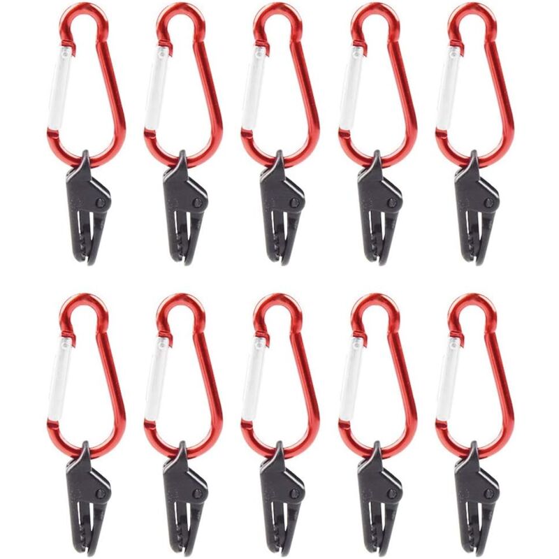 Memkey - 10 Stück Planen-Clip mit Karabiner, Zelt-Clip, Camping-Zelt-Markisen-Clip, Kunststoff-Zelt-Planen-Clips, Zelt-Druckknöpfe für