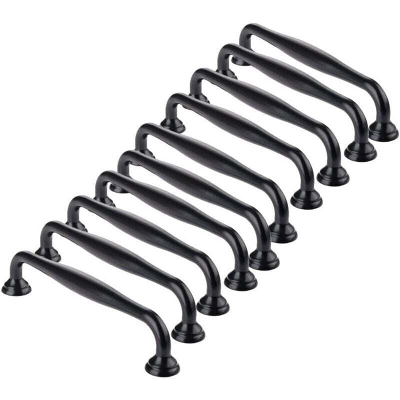 10 Stück schwarzer Schrankgriff - schwarze Küchenschrankgriffe, Türgriffe, Schubladen, Schlafzimmer, Achsabstand 96 mm, Griffe für Kleiderschränke