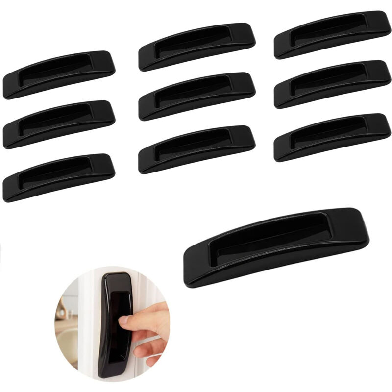 10 Stück Selbstklebende Türgriffe, Türgriff mit Doppelseitigem Klebeband für Schränke, Fenster, Kühlschränke, Schubladen, Glastüren - Schwarz