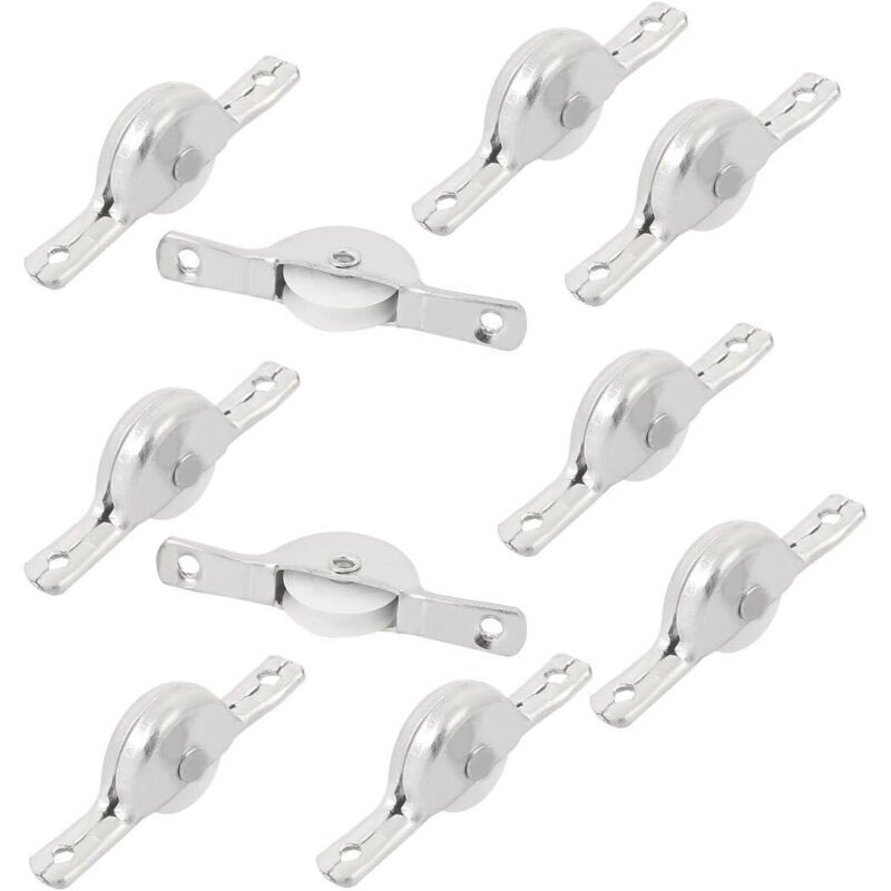 10 Stück sourcing map Möbel-Schiebetürrollen für Kleiderschränke, 46 mm Lochabstand, Silber