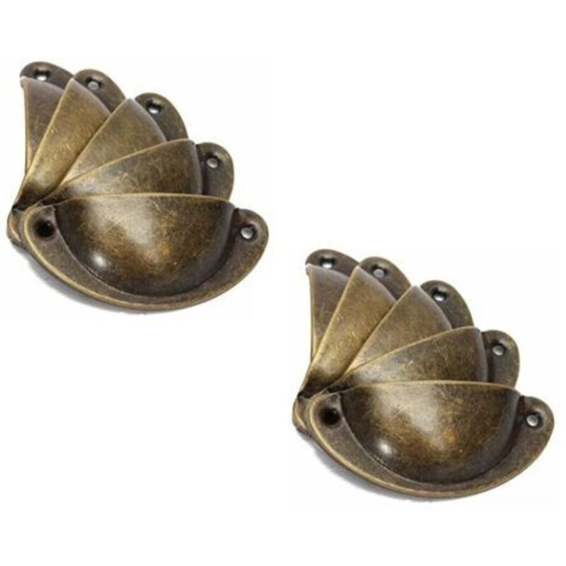 10 Stück Vintage Muschelgriff Kommode Küchenmöbel aus gebogenem Eisen Vintage Schranktürgriff 8,2 cm x 3,5 cm Antikmessing