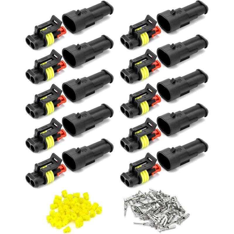 10 Stück wasserdichte Kfz-Elektrik-Steckverbinder, 2-polige Steckverbinder, Kfz-Kabelverbinder für Auto, LKW, Motorrad