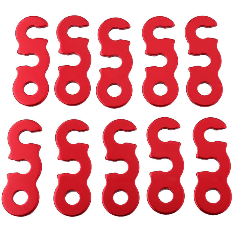 10 Stück winddichte Seilschlaufen für Zelte und Markisen, Legierung, Schnellverschluss (Rot S)