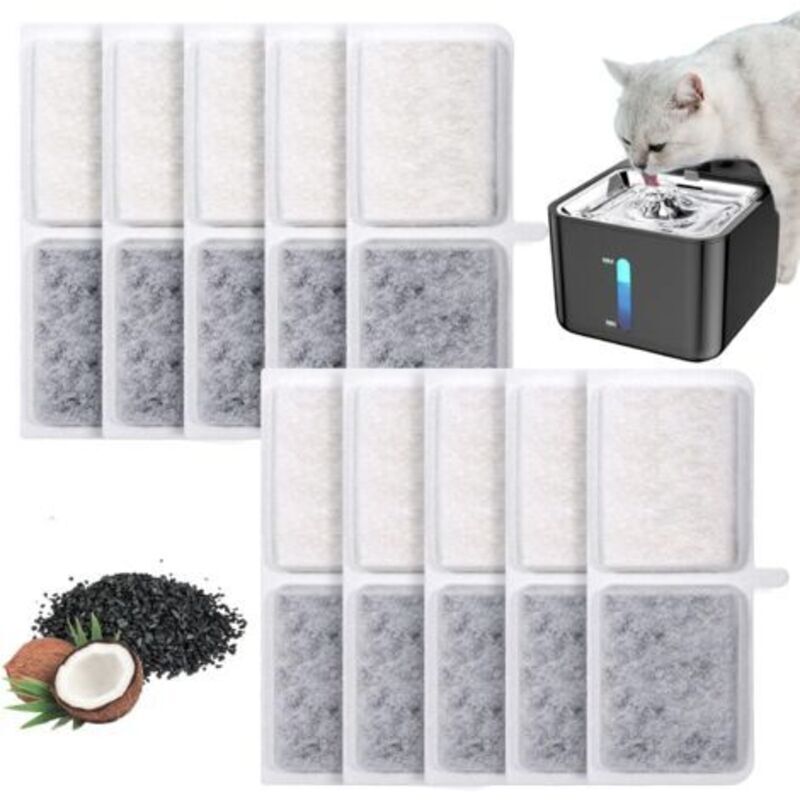 10-teiliger Katzenbrunnenfilter, effektiver Filter für Katzen mit Aktivkohle und Harz, Katzenbrunnenfilter, praktisches Katzenzubehör, Ersatzfilter