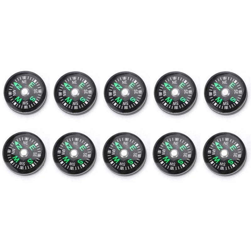 Csparkv - 10-teiliger Mini-Kompass, Kompass, 20 mm, Mini-Taschenkompass, tragbares Survival-Set für Outdoor-Survival-Aktivitäten