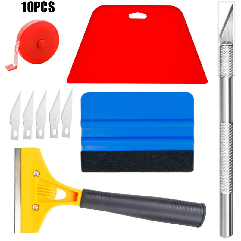 10-teiliges Autofenster-Tönungsset, Tapezierset, Rakel, Auto-Vinyl-Wrapping-Set, Rakel zum Abdecken von Tapeten, geeignet für Fensterfolie,