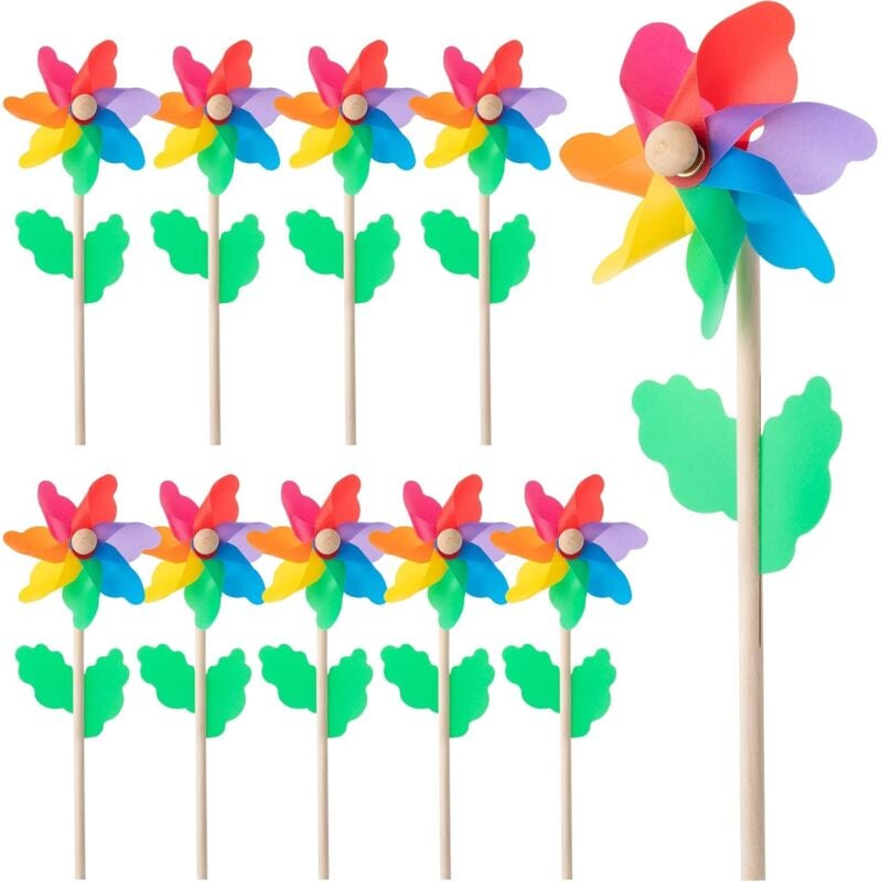 10-teiliges Holzparty-DIY-Windrad-Set für Gartenrasen, Kinderspielzeug