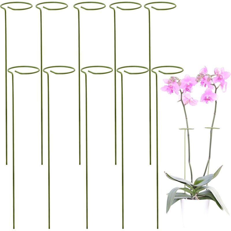 10-teiliges Pflanzenstützset, Stützen für Kletterpflanzen und Blumen, grüne Pflanzenstäbe, helfen Ihren Blumen beim Wachsen, Tomatenstäbe, Stäbe für