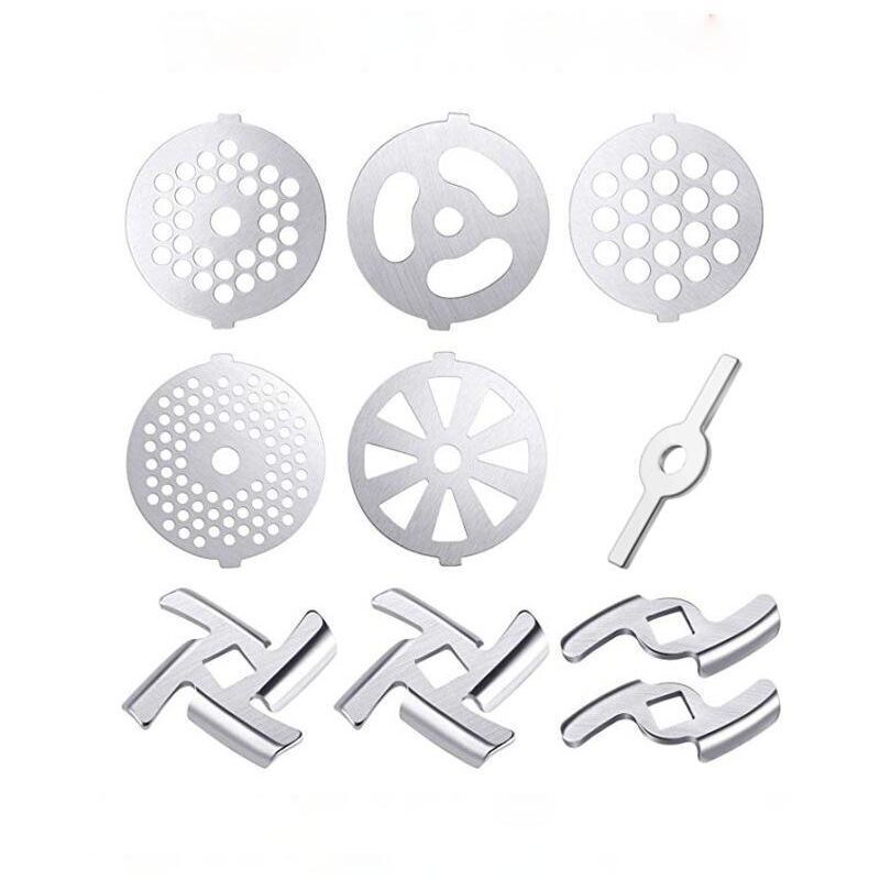 10-teiliges Zubehörset für Fleischwölfe, lebensmittelechter Fleischwolf, manueller Fleischwolf, Mahlteile, Wurstfüllmaschine, Edelstahlaufsatz, Mixer