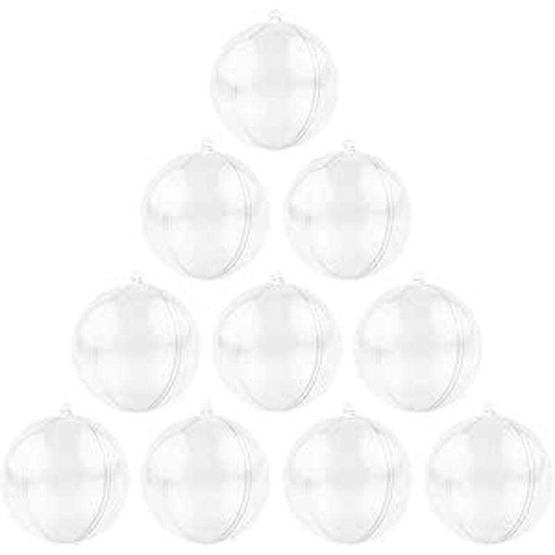 10 transparente Weihnachtskugeln, 10 cm, befüllbare Kunststoff-Weihnachtskugeln, DIY-Dekorationen für Weihnachtsbäume