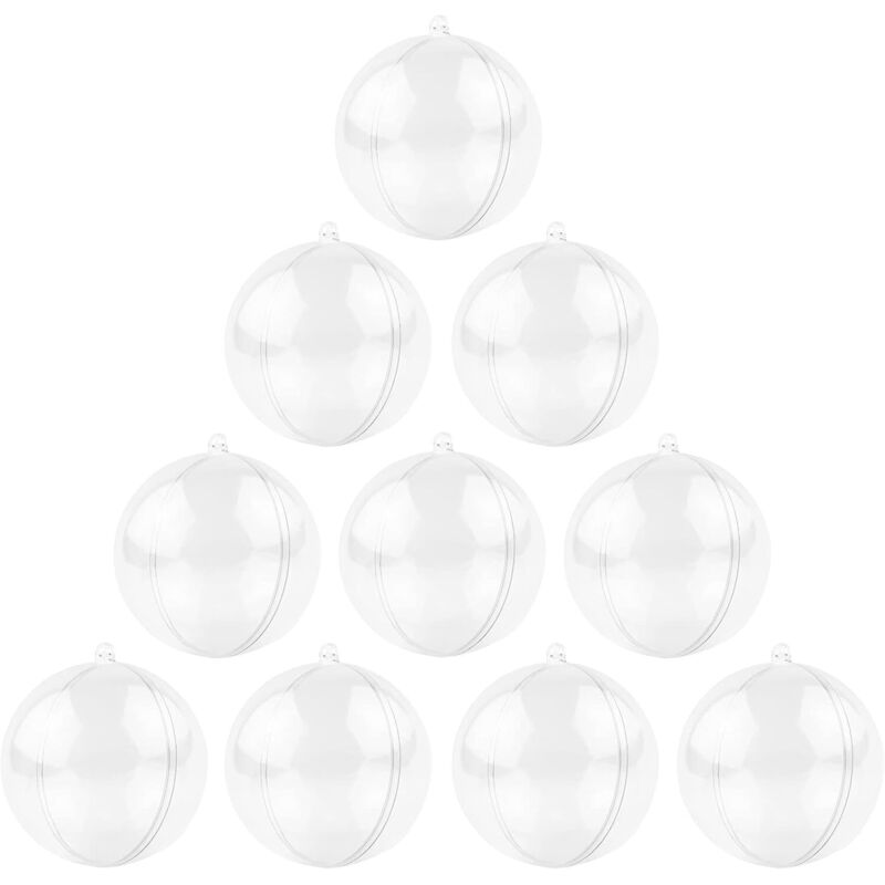 10 transparente Weihnachtskugeln, 10 cm, befüllbare Kunststoff-Weihnachtskugeln, DIY-Dekorationen für Weihnachtsbäume