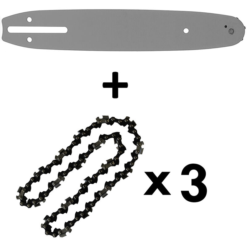 10 Zoll (26 cm) Schwert mit 3 Ketten 3/8 - 1,3 - 40 Treibglieder für Kettensäge 25 cm3