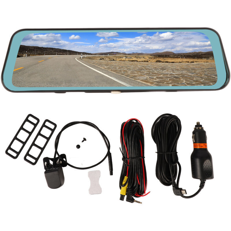 10-Zoll-Rückspiegel-Dashcam mit Nachtsichtfunktion, Front- und Rückfahrkamera, Rückfahrbild und Fahrvideorekorder