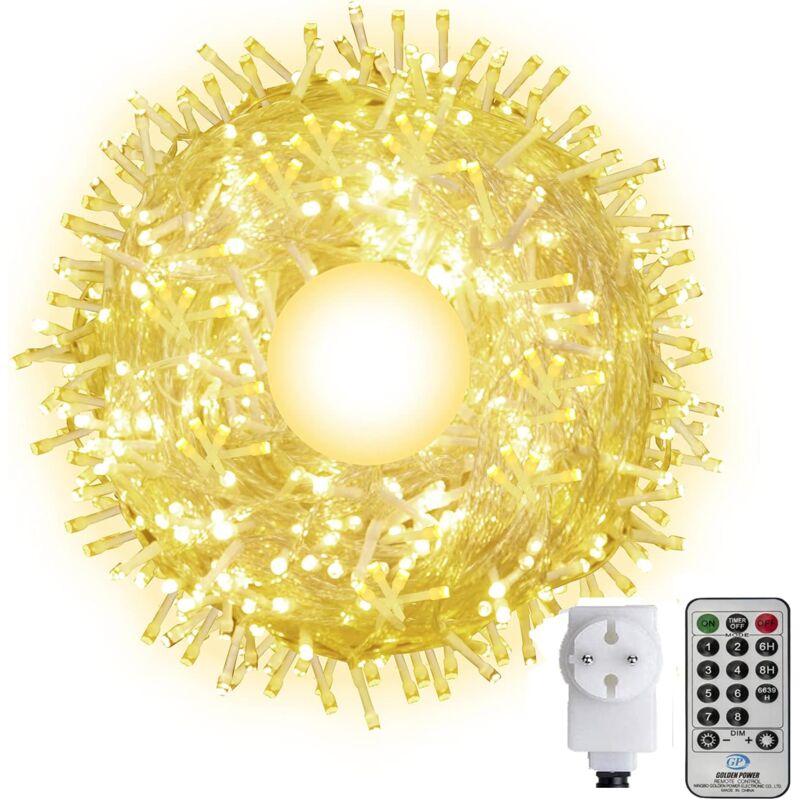 100 m lange Lichterkette für den Außenbereich, lange Weihnachtsbeleuchtung für drinnen und Halloween, mit Fernbedienung, für Weihnachtsbaum, Zuhause,