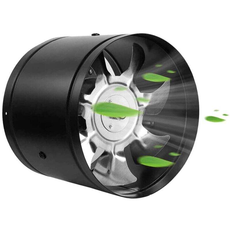 100-mm-Abluftventilator, 140 m³/h, industrietauglicher Wandventilator aus Metall mit Luftkanal für Badezimmer, Keller, Garage, Growzelt (Schwarz)