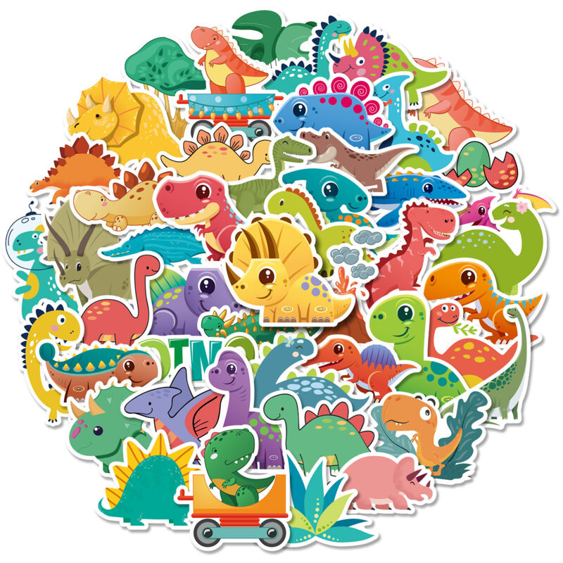100 niedliche Cartoon-Dinosaurier-Aufkleber zum Selbermachen, wasserfeste Aufkleber für Notizbücher, Kühlschränke und Koffer, Weihnachtsgeschenke