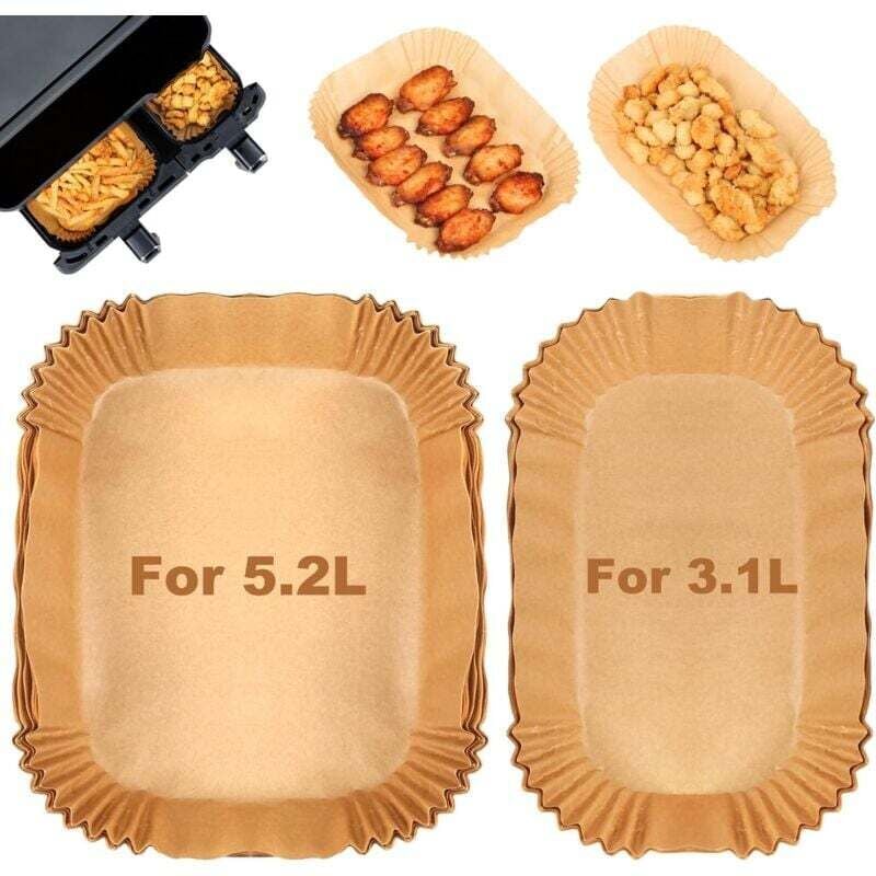 100 Stück Backpapier für Heißluftfritteuse, für Tefal 5,2/3,1 l Dual Easy Fry Heißluftfritteuse, Philips Dual Basket Airfryer 3000 Serie, Backpapier