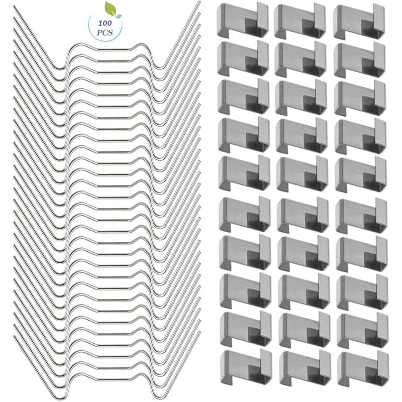Readcly - 100 Stück Glas-Gewächshaus-Clips, Edelstahl-Gewächshaus-Fenster-Clips, Gewächshaus-Zubehör (50 Stück 304 Edelstahl-Drahtklammern w, 50