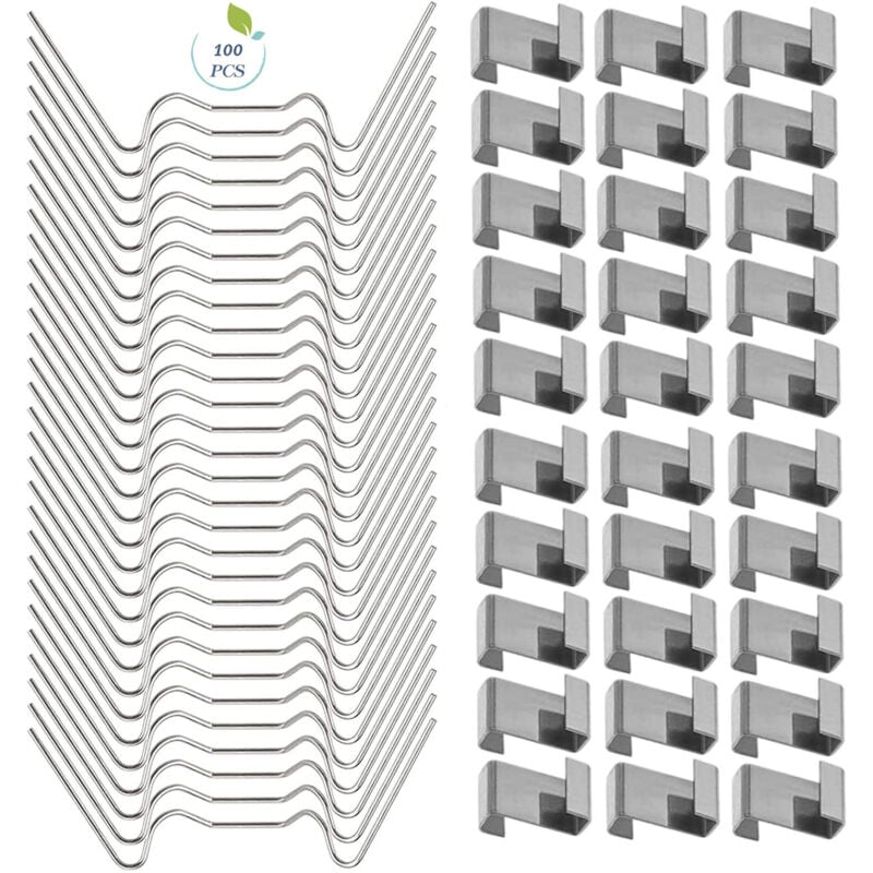 Readcly - 100 Stück Glas-Gewächshaus-Clips, Edelstahl-Gewächshaus-Fenster-Clips, Gewächshaus-Zubehör (50 Stück 304 Edelstahl-Drahtklammern w, 50