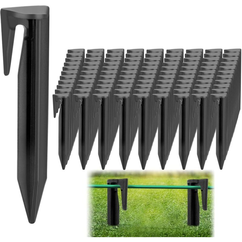 100 Stück Mähroboter-Drahtpfähle, Befestigungspfähle für Begrenzungsdraht, Haken für Mähroboter, Hakenzubehör für Mähroboter-Begrenzungsdrähte