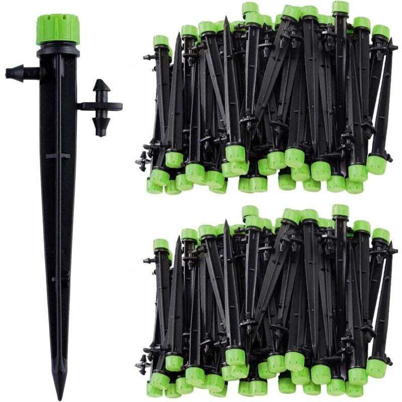 100 Stück Micro-Asperseur für die Gartenbewässerung, 360 Grad, 8 Trous d'eau Flux Irrigation Emetteurs für 1/4-Röhre (4–7 mm), für das
