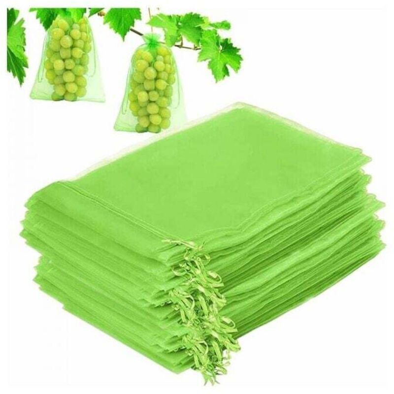 100 Schutzbeutel für Weintrauben, Schutzbeutel für Obst und Gartenpflanzen, Insektennetze mit Kordelzug, Schutzbeutel für Obst