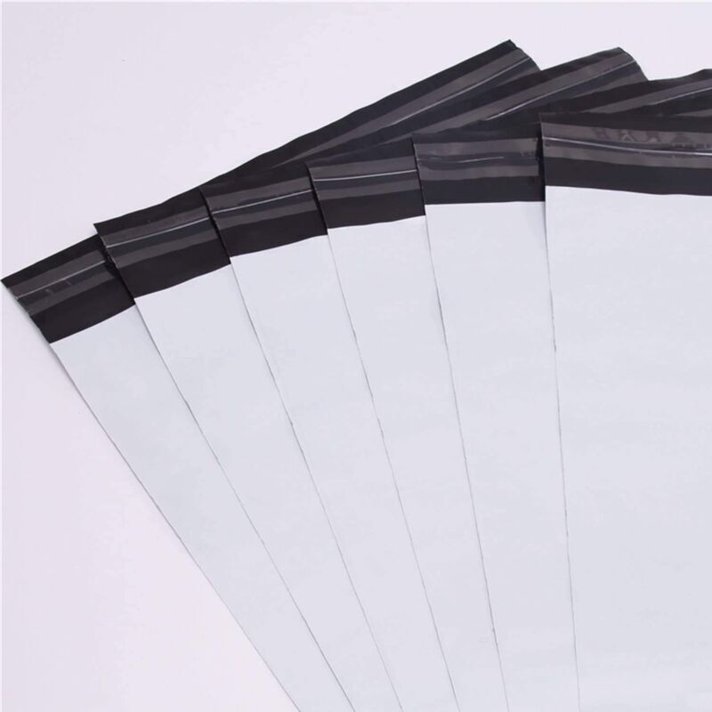 100 Stück Versandtaschen aus Kunststoff, Briefumschläge, Versandtaschen zum Verpacken, Aufbewahren, Einkaufen - Weiß (25 cm x 35 cm)