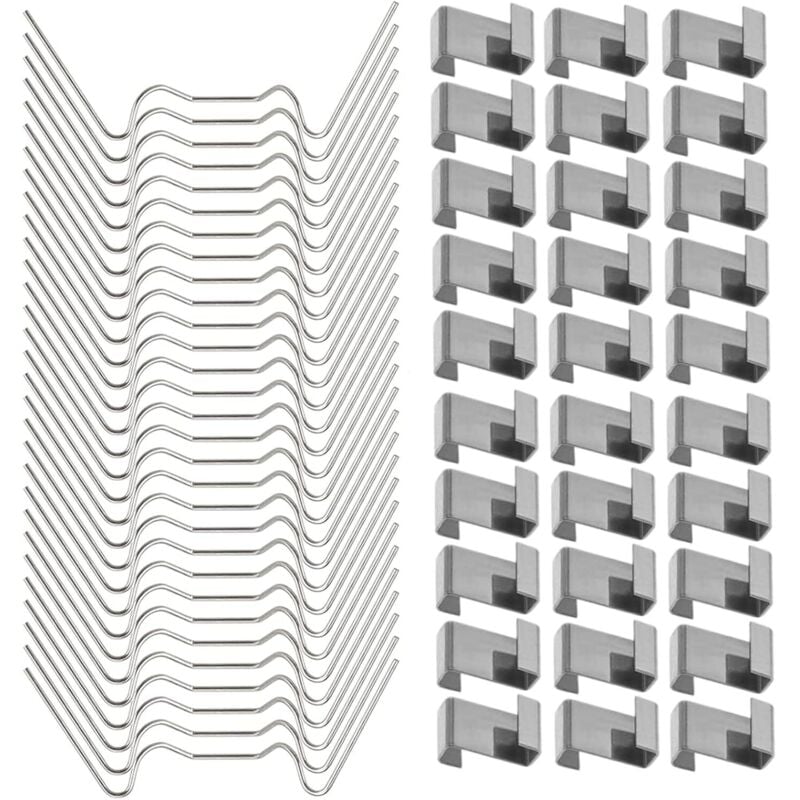100 Stücke Gewächshaus Klammern rostfrei Hohlkammerplatte Befestigung Gewächshäuser Zubehör (Mit 50 Gewächshaus Verglasung W Drahtklammern und 50